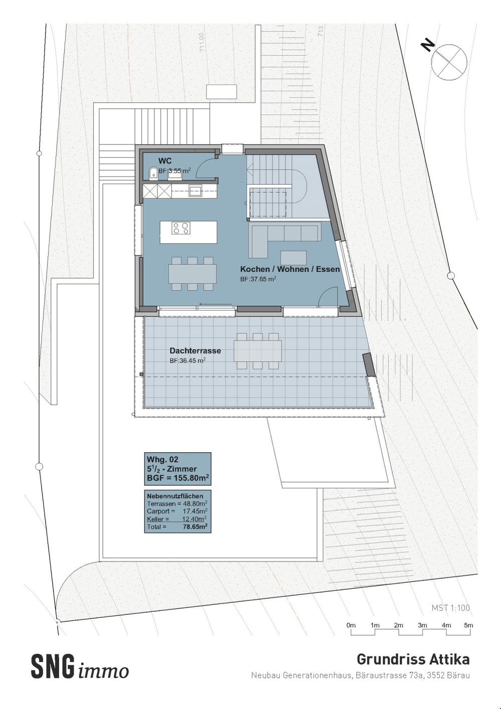 Neubau Doppeleinfamilienhaus in Bärau zu verkaufen - Grundriss Attikageschoss