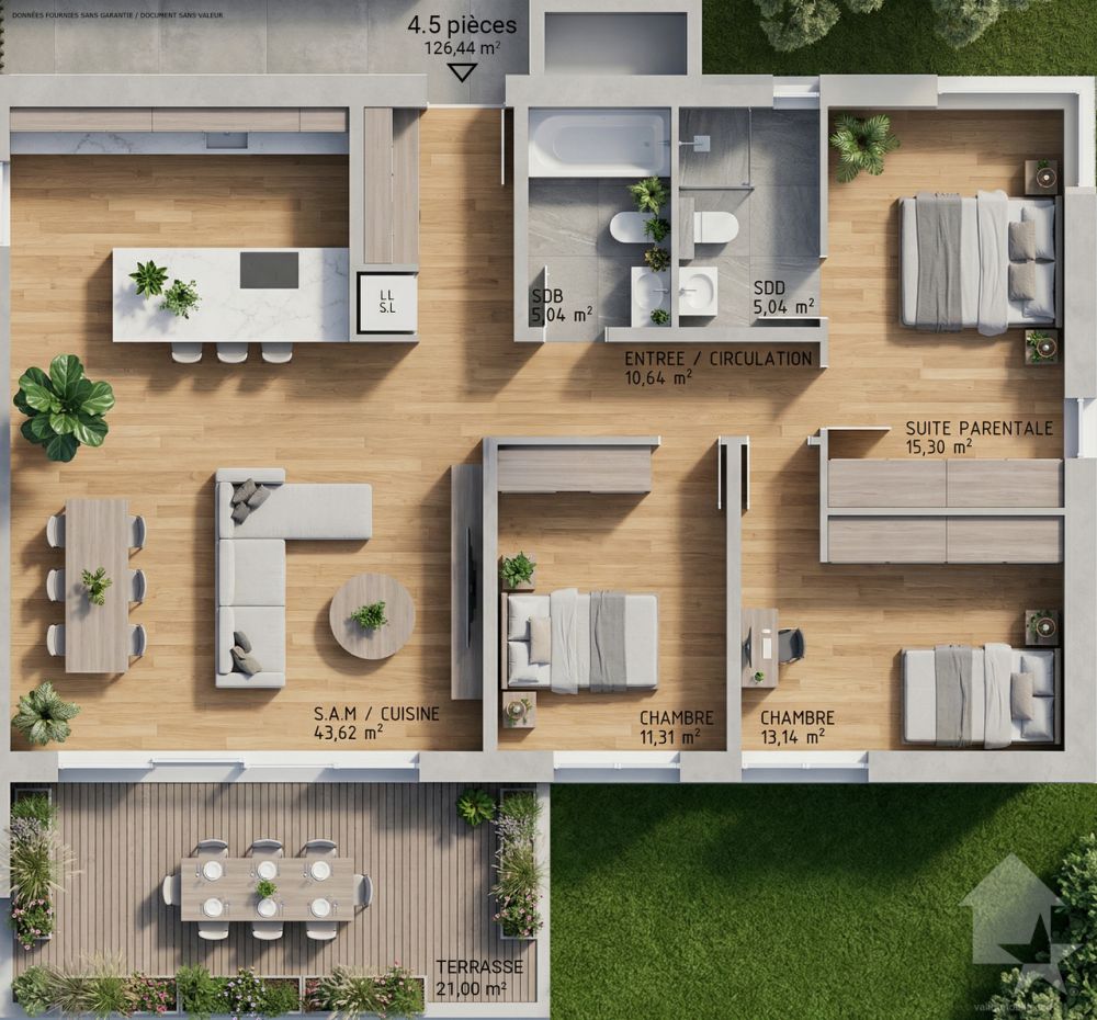 Appartement 4.5 Zimmer - Los C1 - Die Gärten von Plan-Conthey -  Bild 2
