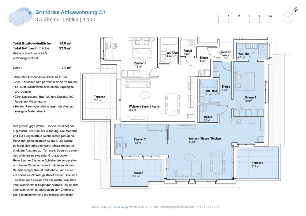 LETZTE WOHNUNG - Casa Giardino | 3.5-Zimmer Attikawohnung 3.1 | Attika Südost -  Bild 2