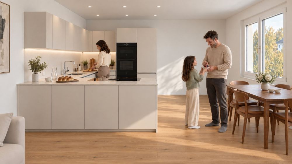 Grosszügige 3.5-Zimmer-Neubauwohnung mit 12 m² Balkon - Kueche