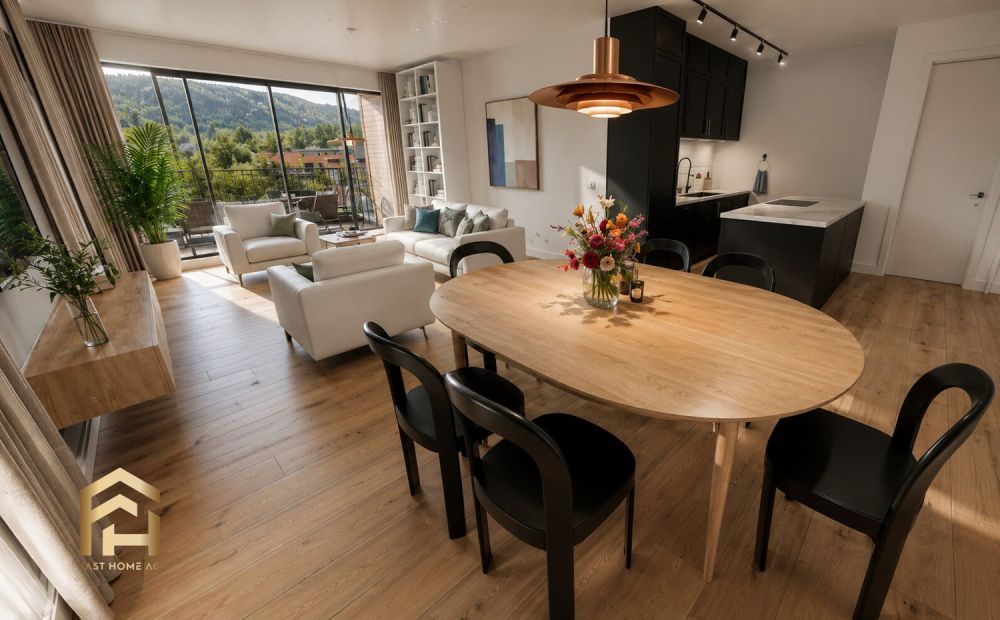 Erstbezug MFH Imbach 3.5 Zimmerwohnung - Wohnzimmer und Küche