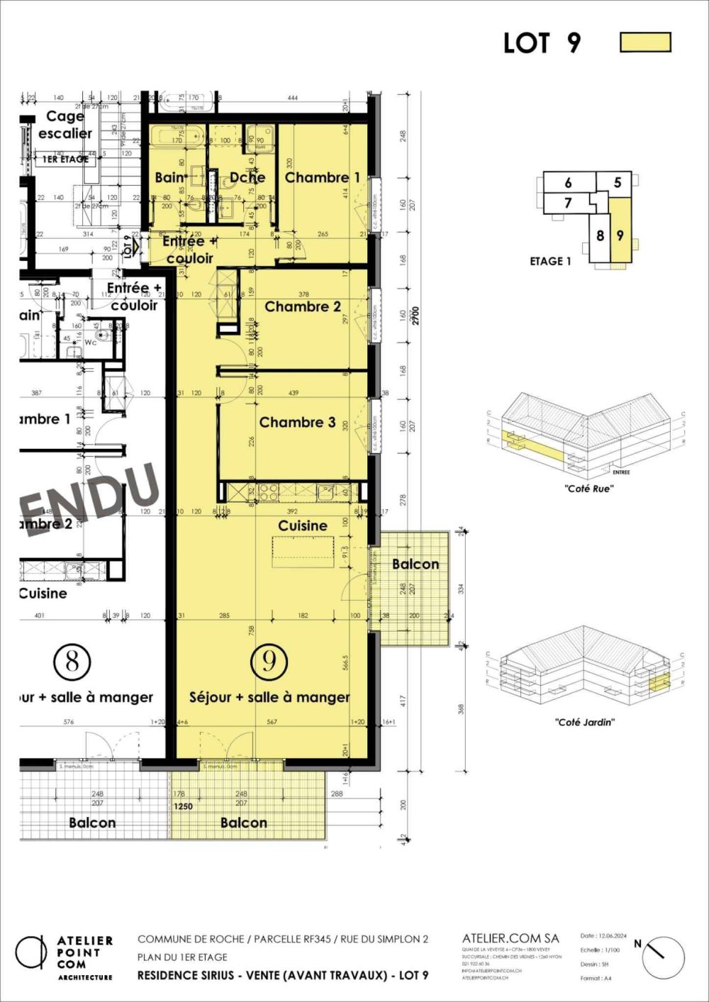 Appartement 3.5 pièces à Roche VD - Lot 9 - Plan