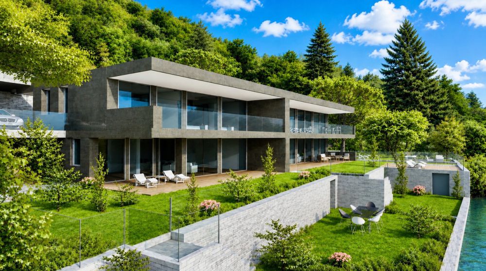 Lussuosa Villa Gemellare Fronte Lago di Lugano con Darsena Privata -  Bild 3