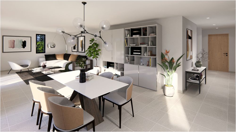 Appartement neuf de 4.5 pièces au coeur d'Oron-la-Ville - Exemple séjour - non contractuel