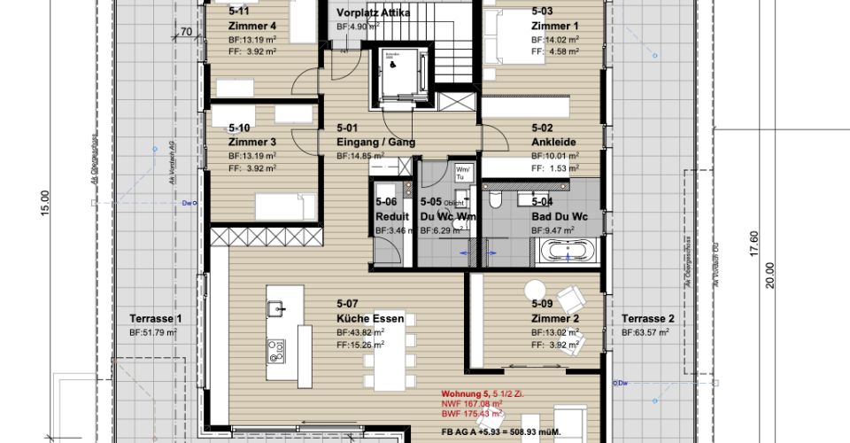 Moderne 5.5-Zimmer-Attikawohnung mit 143m² Terasse in Oberbüren (A5) - Attique 5.5 pièces - image - 5