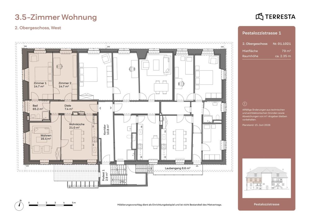 Erstvermietung: einzigartige 3.5-Zimmer-Wohnung im 2. OG - Grundriss
