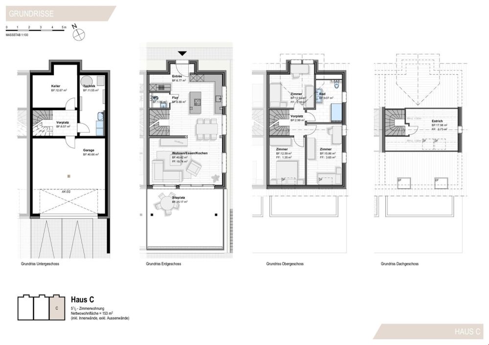 Neubau drei moderne Einfamilienhäuser nach Minergie-Standard in Riedstätt -  Bild 12