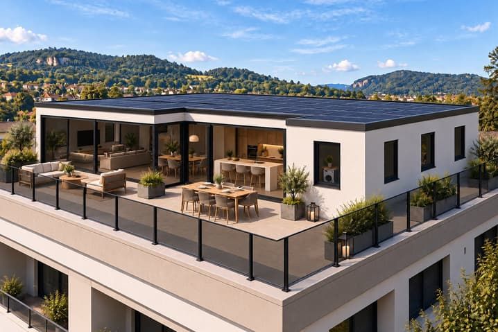 Attique d'exception à Delémont - Terrasse panoramique et vue sur le Béridier -  Bild 1