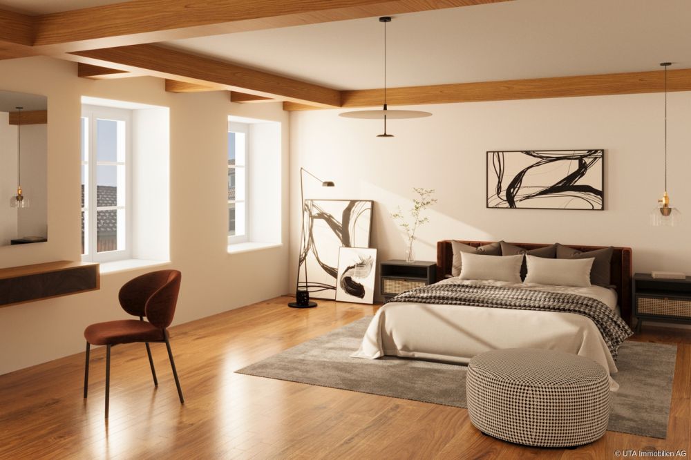 Pintenwirtschaft - Neues 4.5-Zimmer-Reiheneinfamilienhaus in historisc - Schlafzimmer