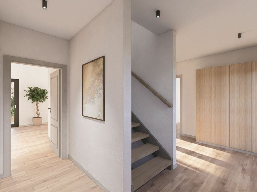 Exklusives Einfamilienhaus mit grosser Terasse, einer Einliegerwohnung und Berg- und Seesicht - Treppe zum OG Option 2