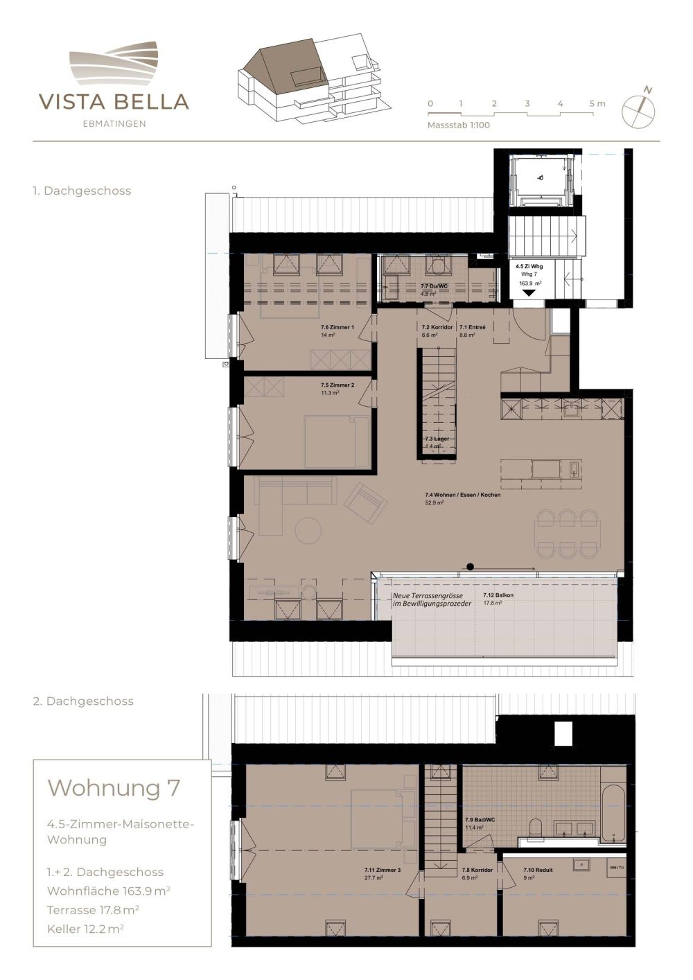 grosse Neubau-4.5-Zi.Dachmaisonettewohnung zu verkaufen an schöner Aussichtslage - Bild 6
