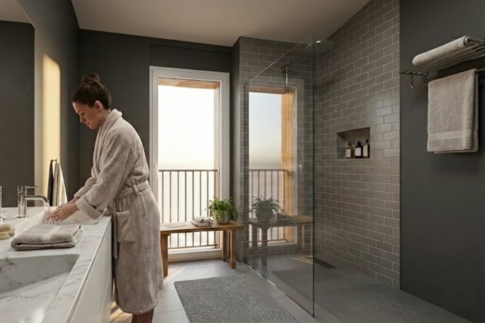 Dachwohnung  mit Loftgefühl und Weitblick Richtung See! - Visualisierung Badezimmer