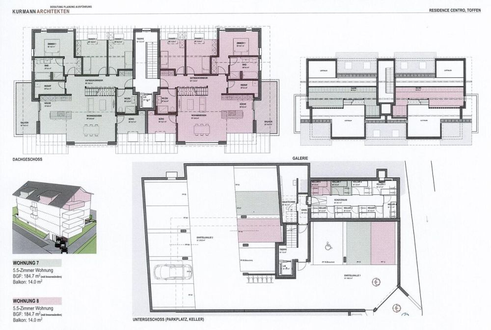 5.5- Zimmer Maisonette Wohnung mit Galerie und Süd - Dachterrasse - Grundrissplan 5.5- Zimmer Wohnung (Süd), 3. Stock