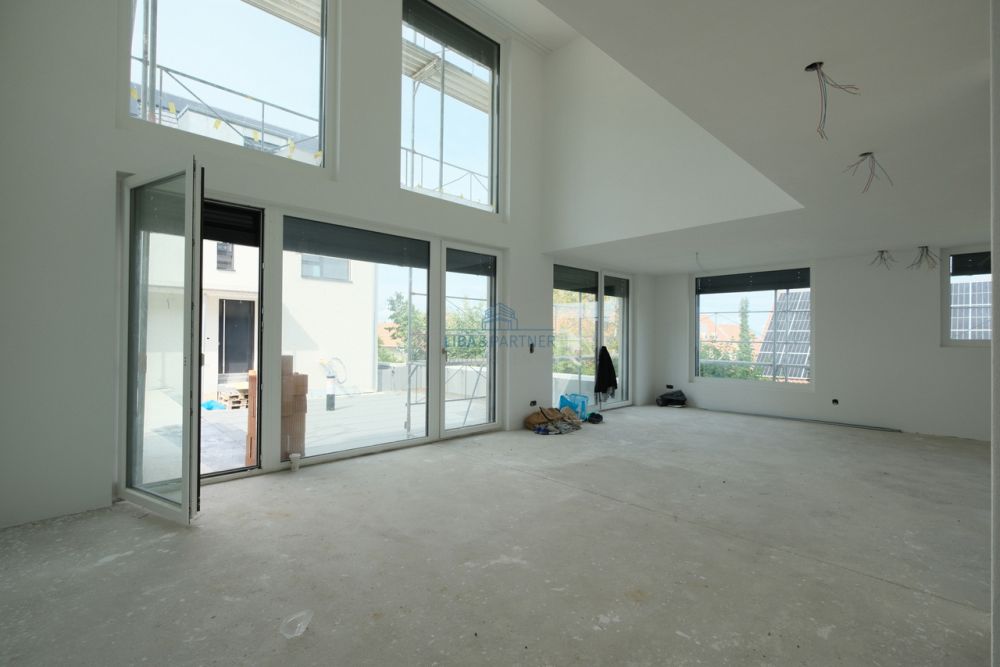 Zeitloser Neubau mit grosszügigem Raumkonzept - Wohnbereich mit Luftraum