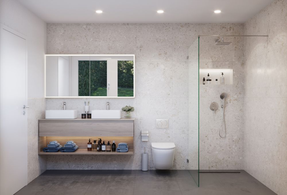 3.5 Z.-Attikawohnung F im Haus A, 107m2 Nettowohnfläche, 60m2 Terrasse - Dusche-WC