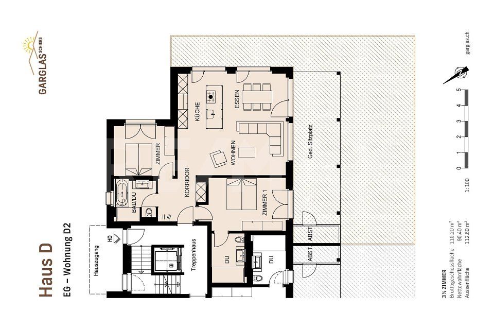 Garglas.ch - 3-Zimmer-Wohnung  D2 mit Anteil an Solarkraft - Bild 9