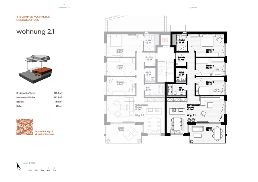 Neubau 4.5-Zimmer Wohnung, 1. OG, 128m2 Wohnfläche, zentrumsnahe Lage, wunderbare Seesicht -  Bild 6