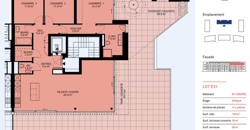Attique neuf et moderne avec une terrasse rooftop de 95m2 - Attique 4.5 pièces - image - 8