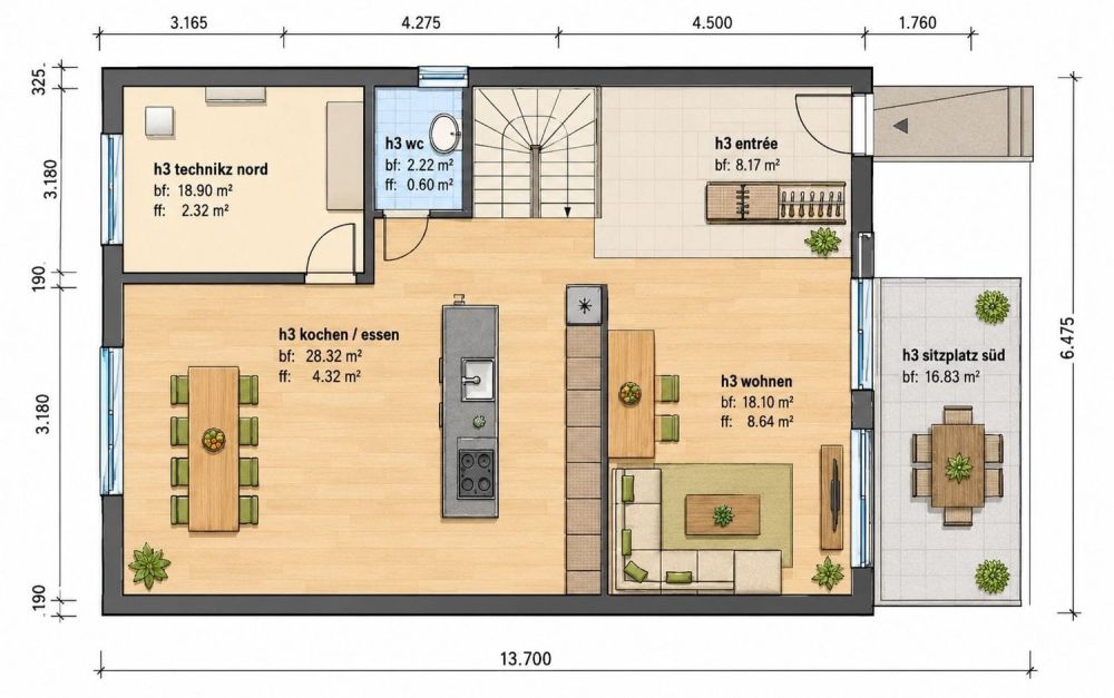 5.5-Zi.-Reihenmittelhaus mit Garten & Terrasse, Höchstetten -  Bild 3