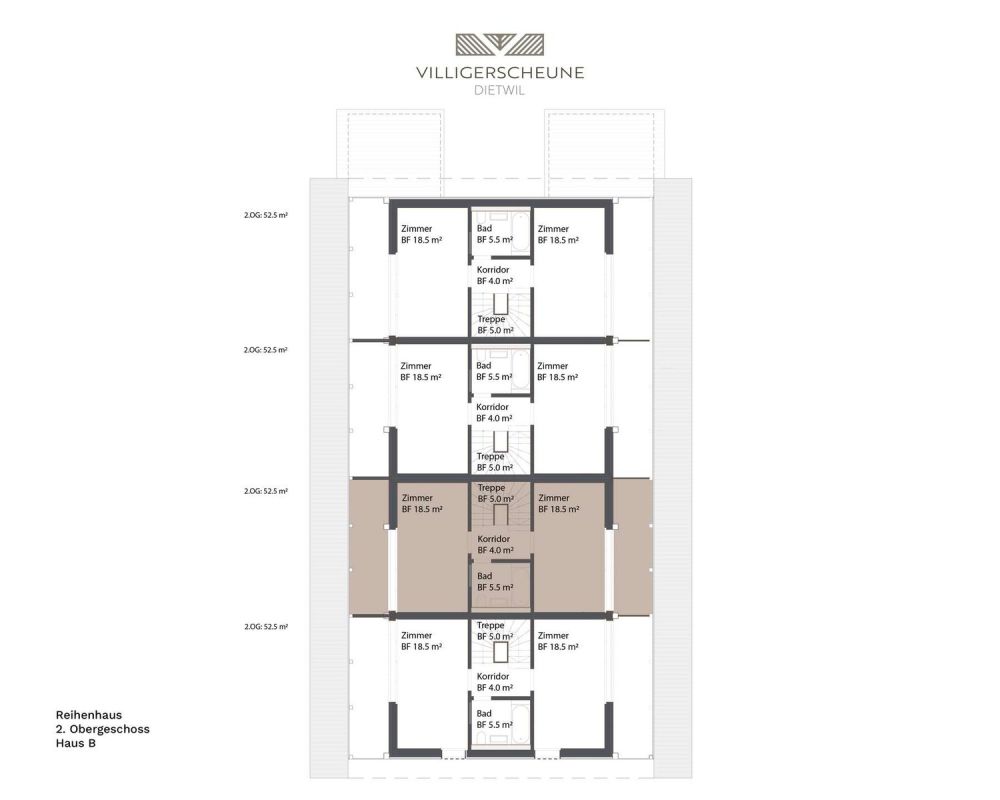 "Villigerscheune" 6.5 Zimmer Reihenmittelhaus - Süd - Haus B - 2. Obergeschoss