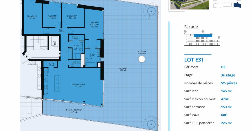 UNIQUE ! Attique neuf de 5.5 pièces bénéficiant d'un rooftop terrasse - Attique 5.5 pièces - image - 13