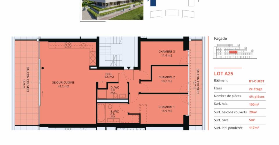 Appartement neuf de 4.5 pièces avec balcons couverts - Appartement 4.5 pièces - image - 12