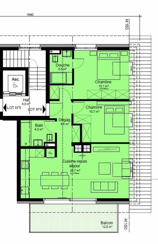 Appartement 3.5 pièces avec échappées sur le lac et les Alpes à Prilly - Bild 6