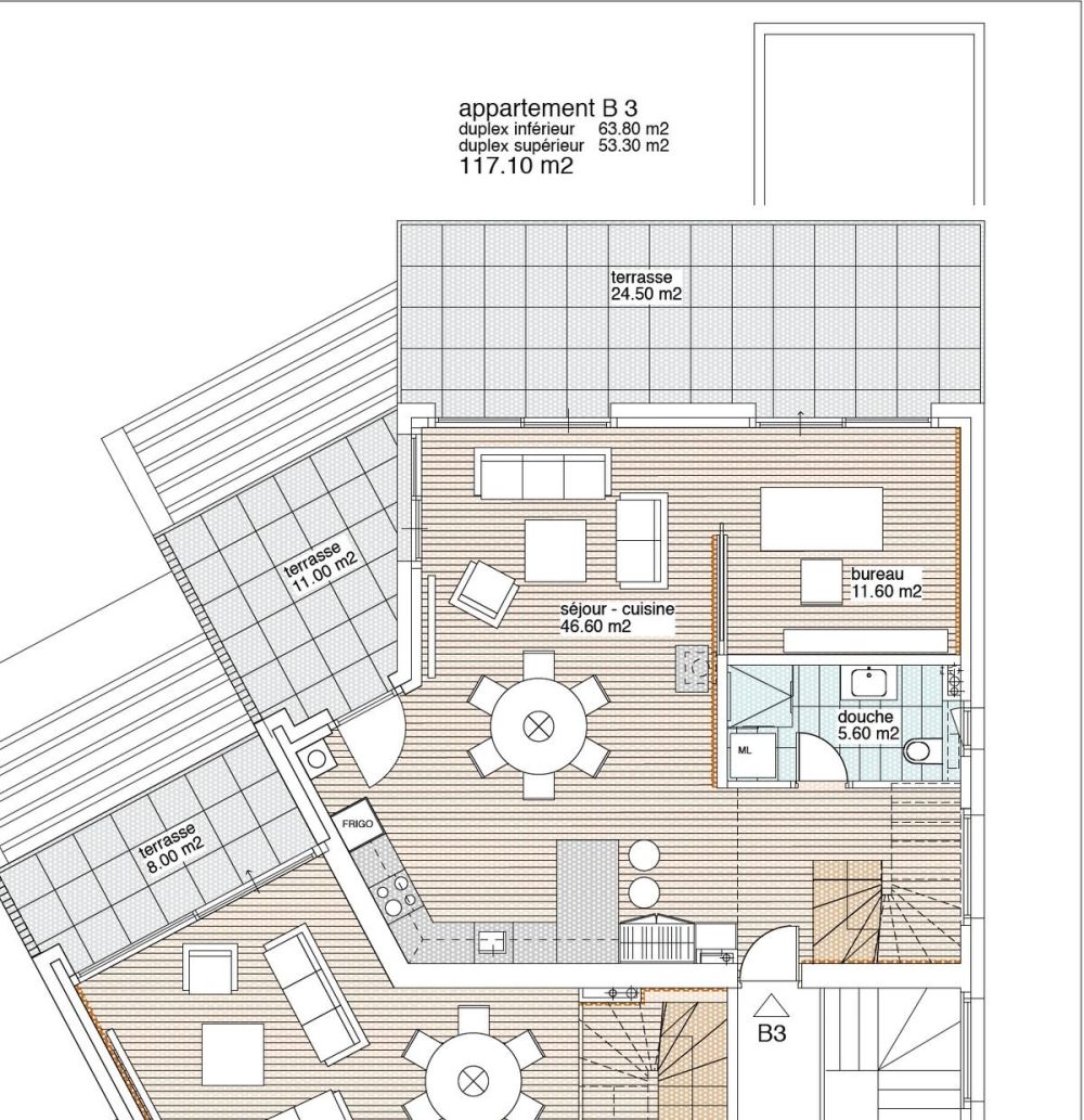 LOT B3 - Prächtige 4,5-Zimmer-Duplexwohnung - BAUSTELLE IN ARBEIT - Niveau 1