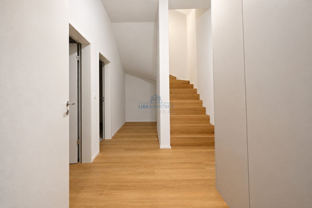 Zeitloser Neubau mit grosszügigem Raumkonzept - Durchgang mit Einbauschrank