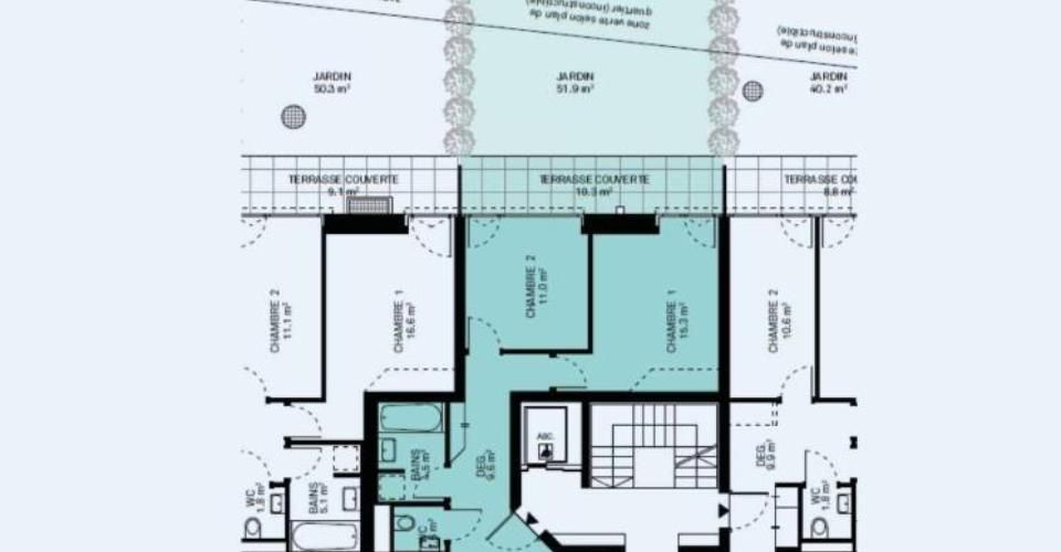 Appartement neuf avec terrasse et jardins - Appartement 3.5 pièces - image - 11
