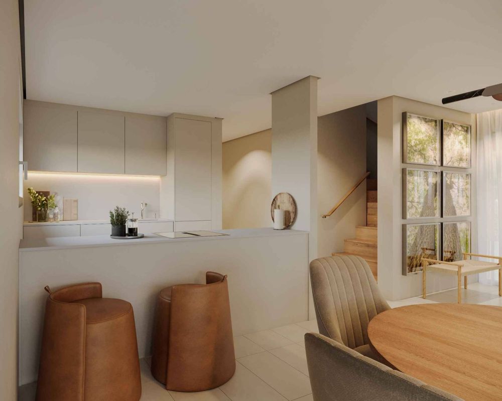Villa en construction dans un quartier résidentiel - ossature bois - Cuisine