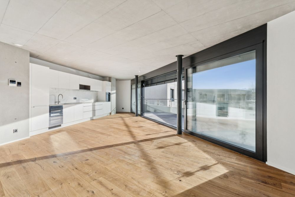 EXCLUSIVITE ! Magnifique appartement neuf de 5.5 pces à Belfaux - La pièce à vivre avec cuisine ouverte / Der Wohnraum mit offener Küche / The living room with open kitchen