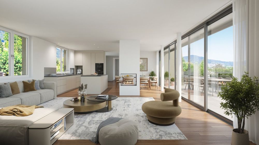 Exklusive Attikawohnung mit grosser Terrasse und Panorama-Weitblick - INNENVISUALISIERUNG