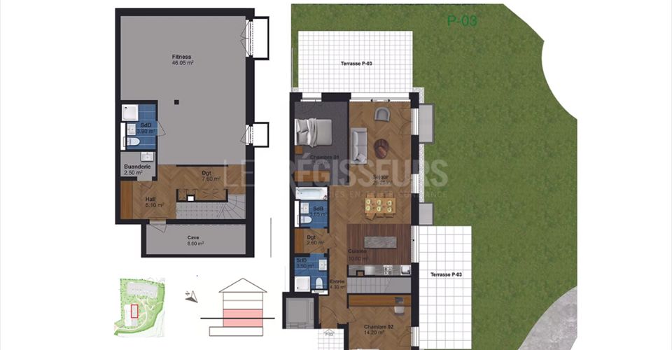 Appartement neuf de 5 pièces avec jardin et terrasses - Appartement 5 pièces - image - 5