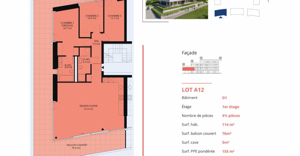 Appartement neuf de 4.5 pièces avec balcon couvert - Appartement 4.5 pièces - image - 13