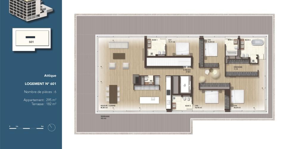 Exceptionnel attique neuf de 295 m2 avec terrasse de 182 m2 aux Eaux-Vives - Attique 5.5 pièces - image - 10