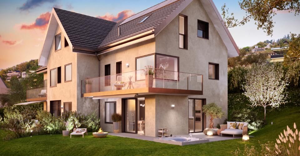 Proche Vevey, nouveau projet de 3 villas de 5.5 pces - vue panoramique - Maison contiguë 5.5 pièces - image - 2