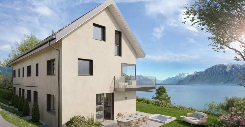 Proche Vevey, nouveau projet de 3 villas de 5.5 pces - vue panoramique - Maison contiguë 5.5 pièces - image - 7