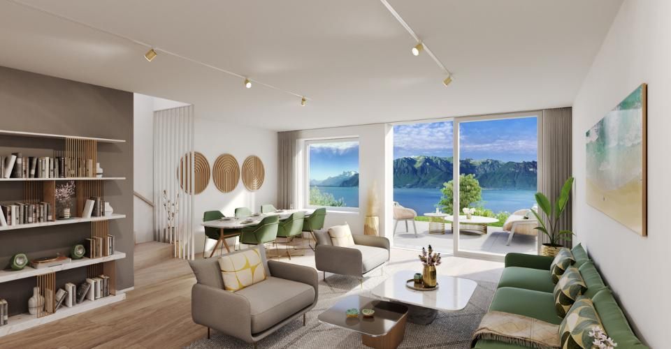 Proche Vevey, nouveau projet de 3 villas de 5.5 pces - vue panoramique - Maison contiguë 5.5 pièces - image - 8