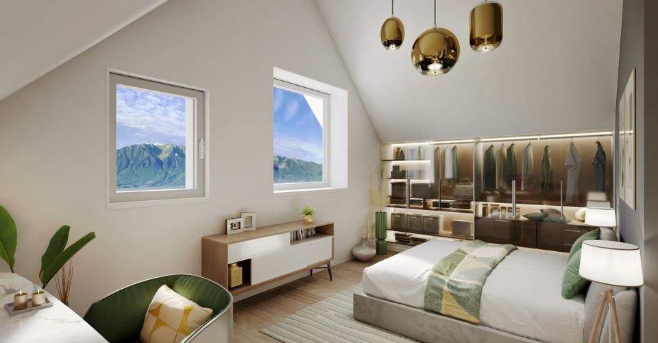 Proche Vevey, nouveau projet de 3 villas de 5.5 pces - vue panoramique - Maison contiguë 5.5 pièces - image - 12