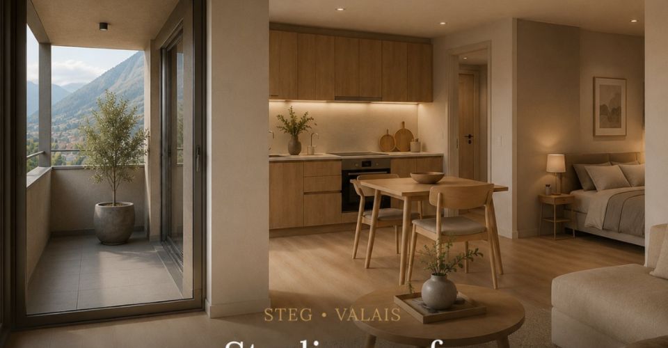 STUDIO NEUF À STEG (VS) - DÈS CHF 161'000 - Appartement 1.5 pièces - image - 1