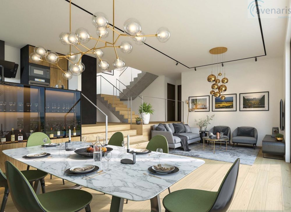 Exklusive Villen mit Aussicht und 65- 80m2 Zusatzfläche im UG - Wohn- Essbereich Visualisierung