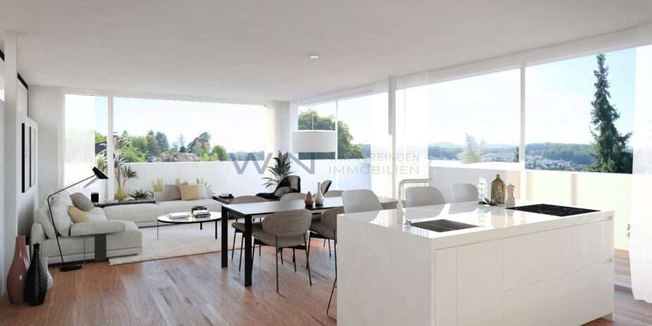 Gartenmaisonette: Ihr Zuhause in Oberwil - Wohnzimmer mit Küche