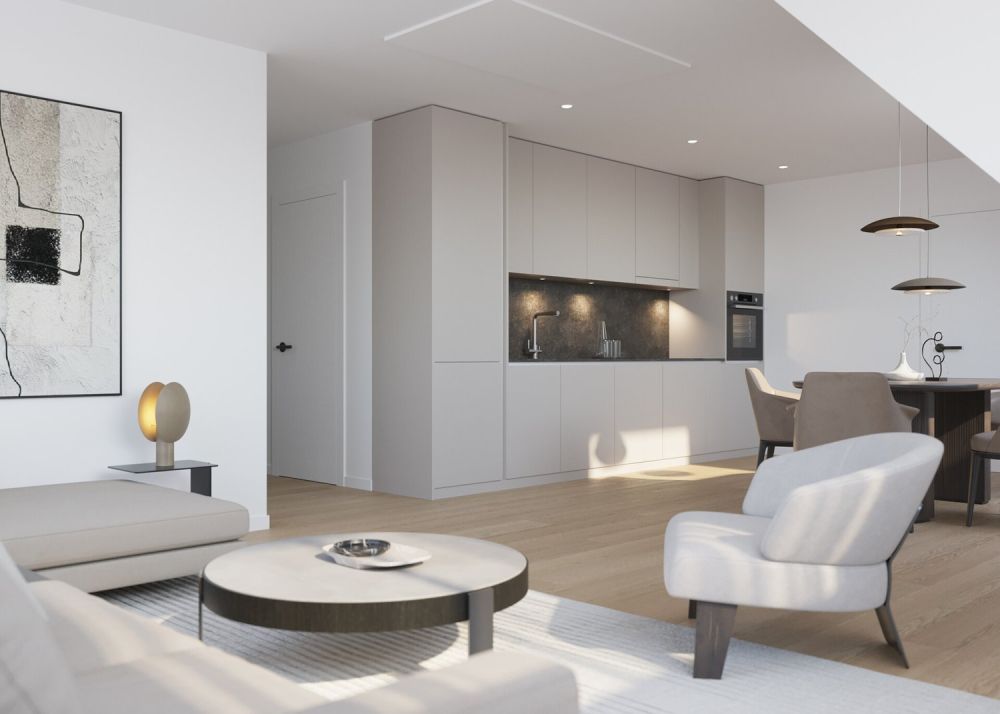 Exklusive Rooftop-Dachwohnung mit privater Terrasse und 360-Panoramab - Wohnen & Küche