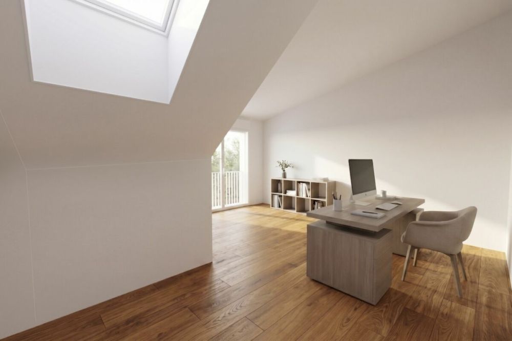 Dachwohnung  mit Loftgefühl und Weitblick Richtung See! - Visualisierung Büro/Schlafzimmer