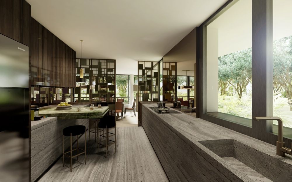 HC77 | Cologny - 3 luxueux hôtels particuliers - Une cuisine alliant minéralité, modernité et fonctionnalité