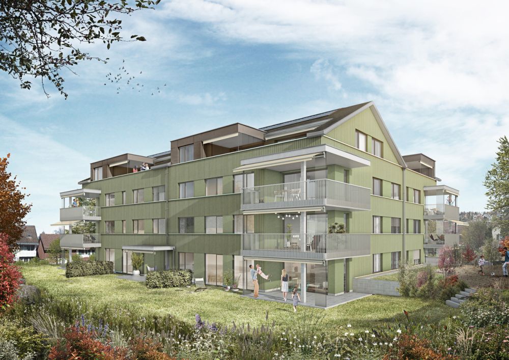 Tolle Erdgeschosswohnung mit verglastem Sitzplatz - Aussen Gartenseite