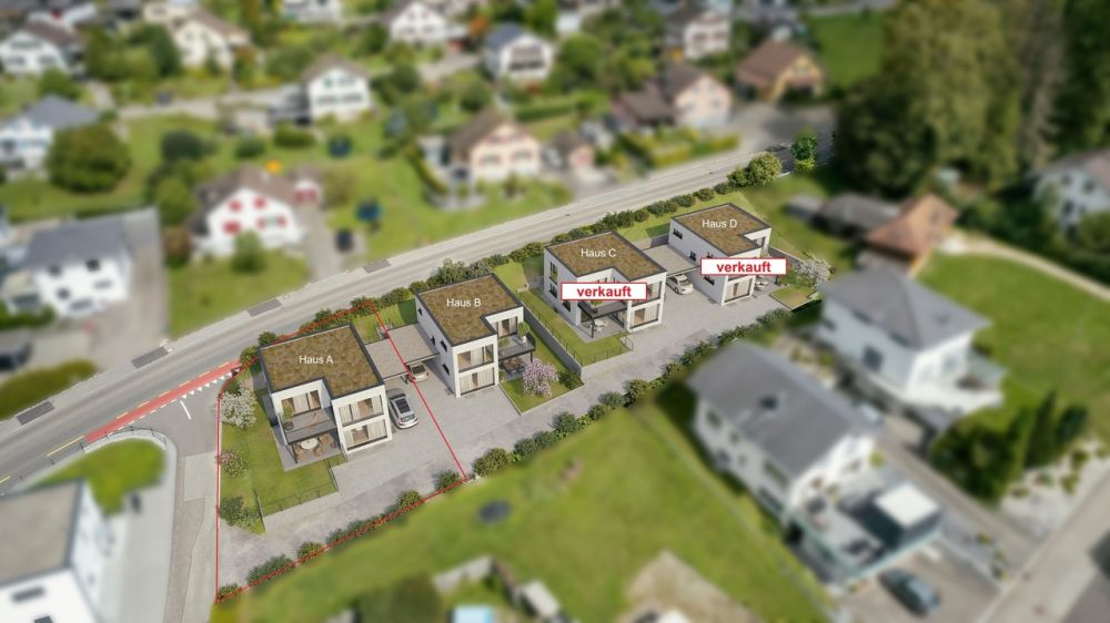 Neubauprojekt Oberdorfgasse mit vier Einfamilienhäusern (Haus A) - Visualisierung