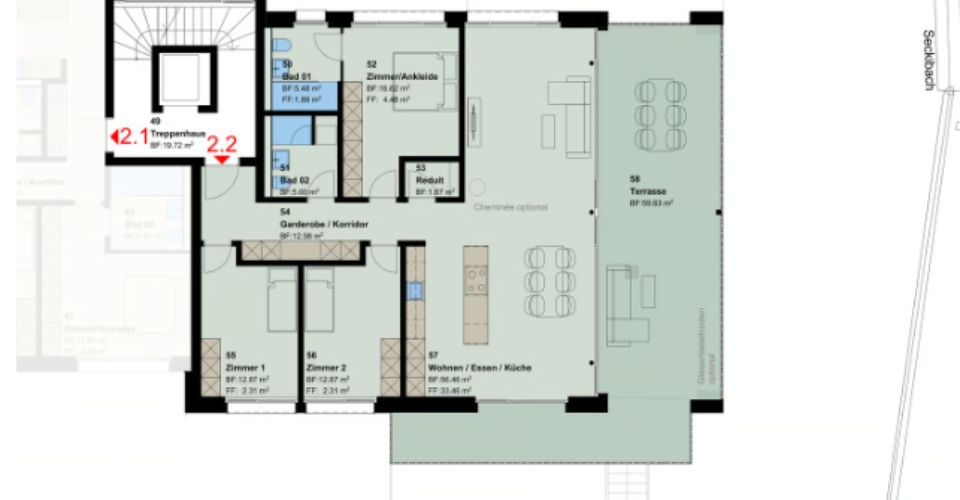 Neubauprojekt: 4.5-Zimmer-Obergeschosswohnung in Untereggen - Appartement 4.5 pièces - image - 9