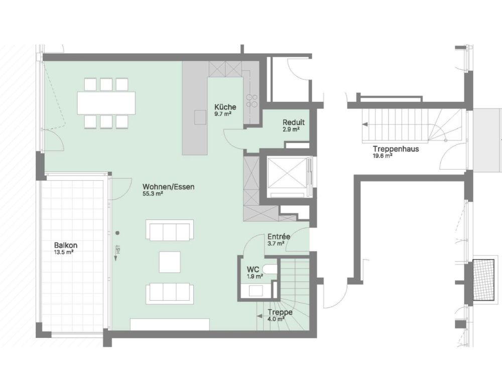 helle, elegante EG-Maisonette-Wohnung mit Garten (C-1.1) - Grundriss Wohngeschoss